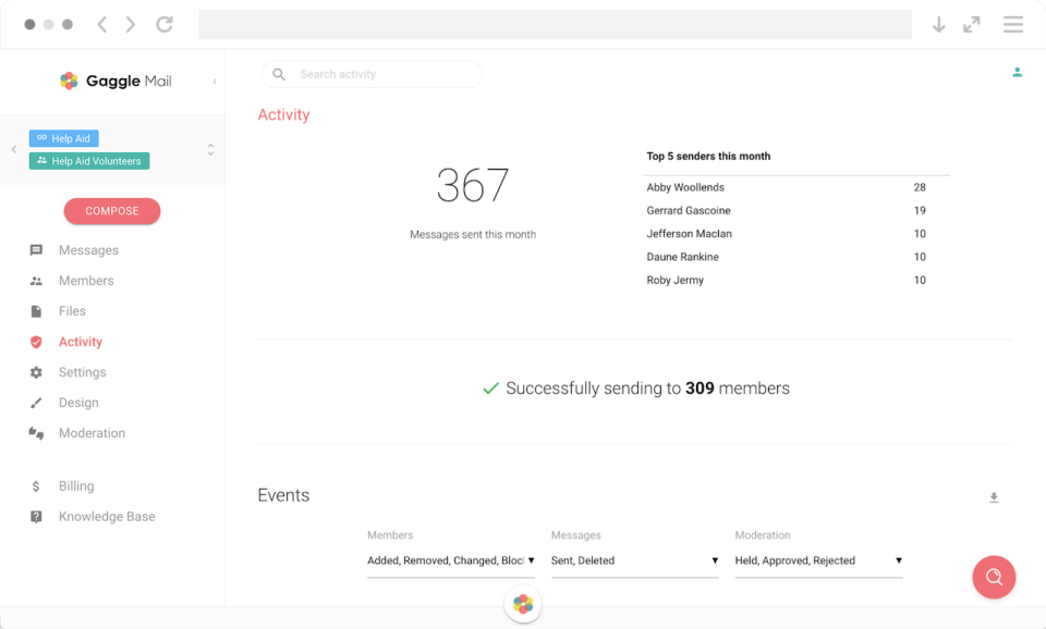 screenshot of Gaggle Mail